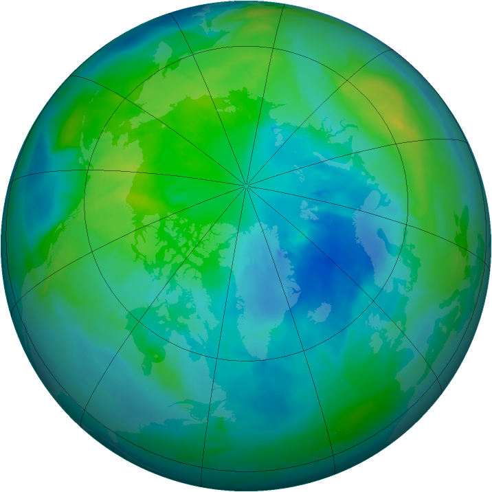 Arctic ozone map for 02 October 2013